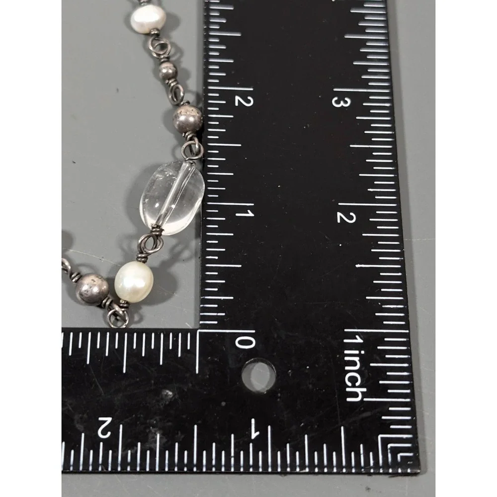 Silpada Retired 925 Clear Rock Crystal White Pearl‎ Necklace 18 in - Picture 11 of 11